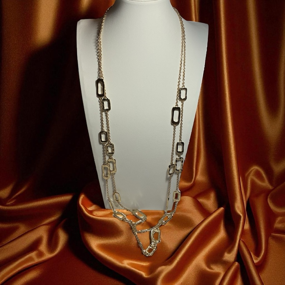 Erica Lyons Gold Tone Double Strand Station Necklace